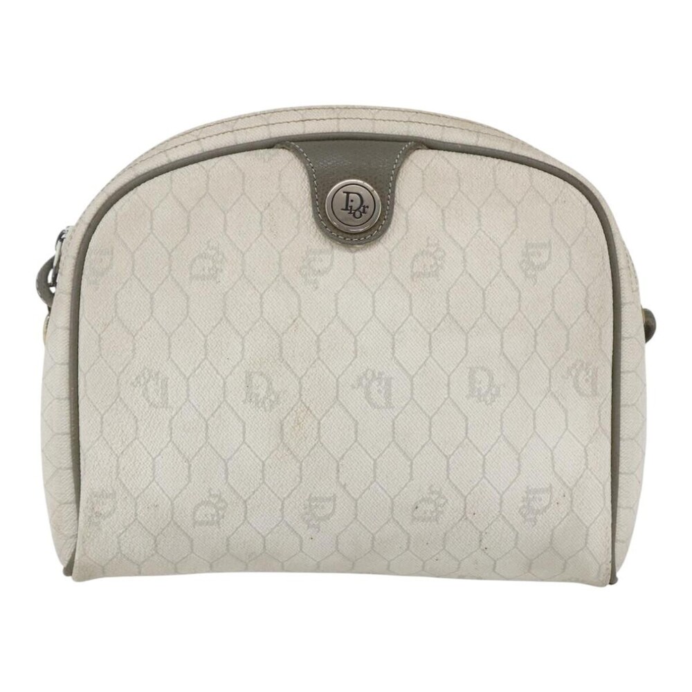 Christian Dior Vintage Honeycomb Canvas and Leather